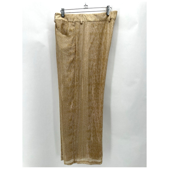 Vintage Carlisle 100% Silk Wide Leg Pants Womens‎ 10 Beige Snakeskin Old Money - Picture 3 of 11